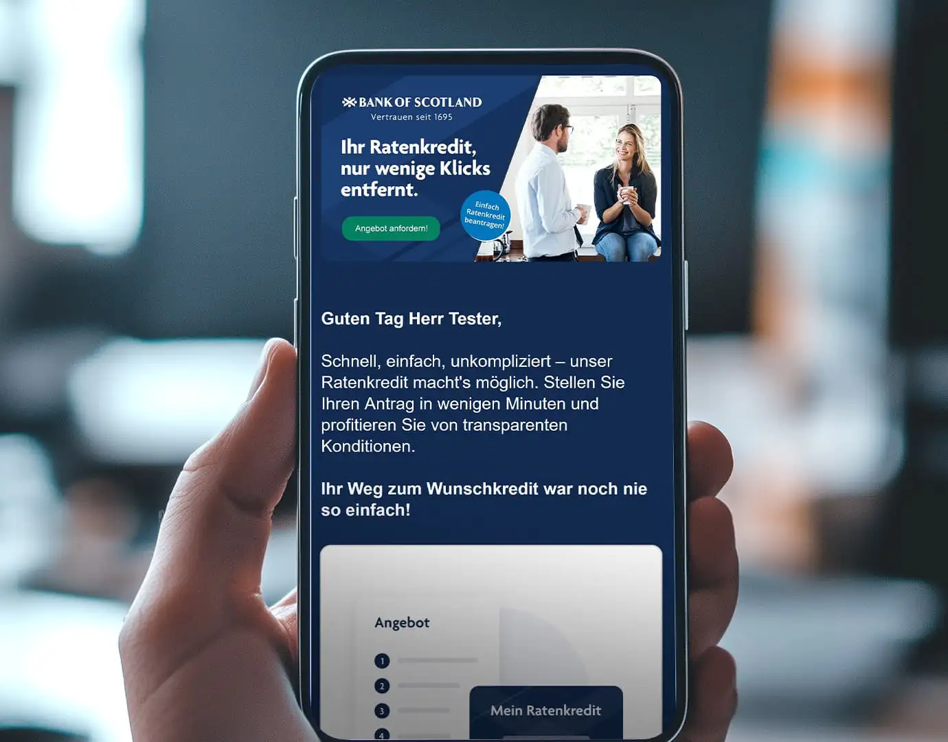 Mobiler Newsletter Design auf Smartphone