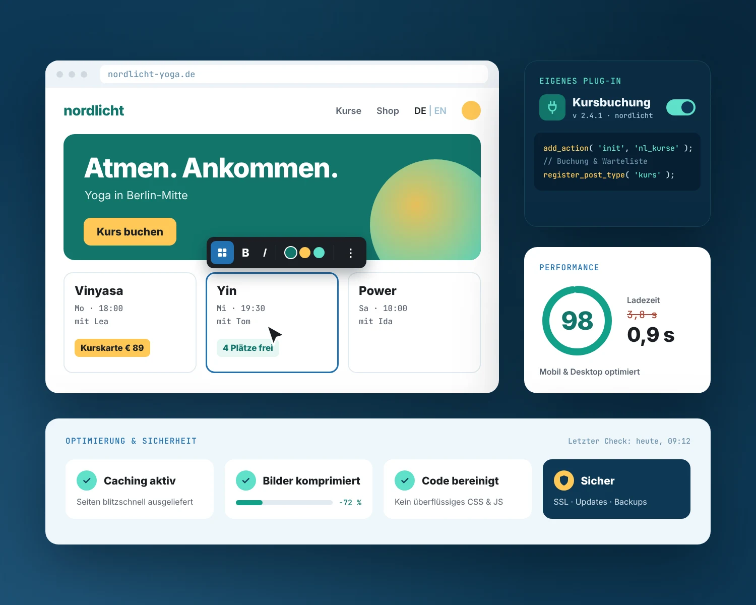 WordPress-Komplettlösungen: Beispiel-Website auf verschiedenen Endgeräten